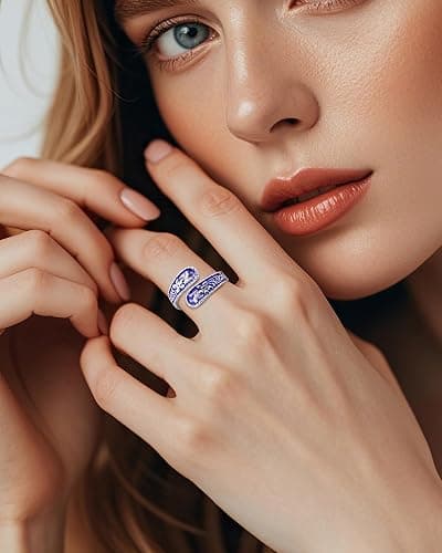 Teppdfann Vintage 14K Gold Plated and Silver Spoon Ring – Adjustable Ring with Carving Design for Women, Unique Boho Open Ring for Gift thumbnail 2