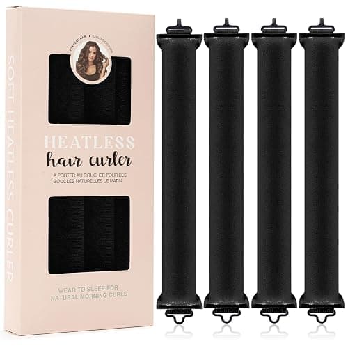 4Pcs Heatless Curls, Heatless Hair Curler Blowout Rods, Hair Curler No Heat, Overnight Blowout Hair Rollers for Women All Types of Hair, Black - Image 1