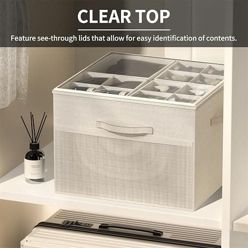 Aokeyee Shoe Organizer for Closet,2 Pack Foldable Shoe Storage Organizer Box Bin with Adjustable Dividers and Clear Cover, Fits up to 16-32 Pairs thumbnail 4