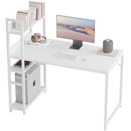 CubiCubi Computer Desk 40 inch with Storage Shelves Study Writing Table for Home Office,Modern Simple Style, White - Image 1