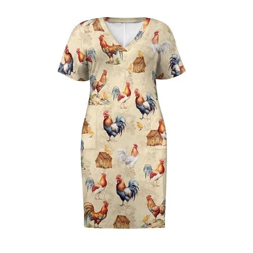 Biyejit Womens Plus Size Short Sleeve V Neck T-Shirt Dress with Pockets Casual Loose T-Shirt Dress for Beach Vacation thumbnail 4