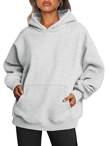 Trendy Queen Womens Oversized Hoodies Fleece Sweatshirts Fall Fashion 2025 Pullover Sweaters Winter Clothes - Grey - Small