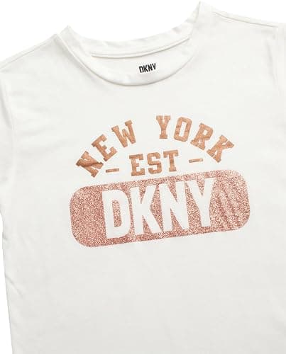 DKNY Girls Pants Set - 3 Piece Graphic Tee, Zip Up Hoodie and Jogger Sweatpants for Girls - Cute Matching Kids Sweatsuit Set thumbnail 4