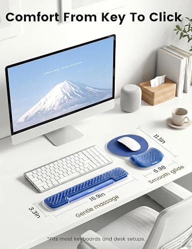Vaydeer Ergonomic Gel Keyboard Wrist Rest and Mouse Pad with Wrist Rest Set | Cooling Gel Wrist Support for Comfortable Typing, Gaming and Remote Work with Non-slip Base for Stable Desk Use, Blue thumbnail 7