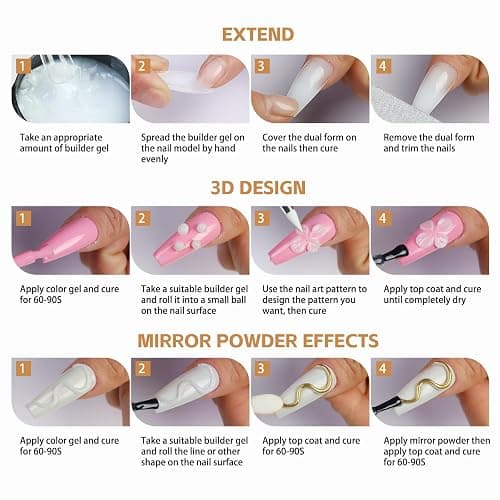 GZMAYUEN Festes Nagelverlängerung Nail Extension Builder Gel 15ML Weiß Solid Aufbaugel Gel für Nägel, 3D Dekoration Nagelskulptur Gel Hartes Gel thumbnail 8