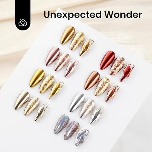 Beetles Gold Chrome Nail Powder Set - 8 Colors Sliver Holographic Mirror Effect Iridescent Golden Red Brown Glitter Metallic Nail Polish Chrome for Nail Art Design thumbnail 2