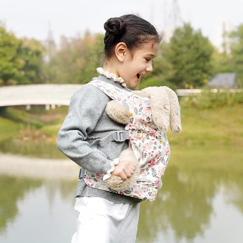 GAGAKU Baby Doll Carrier Front and Back Stuffed Animal Carriers for Little Girls - Pink thumbnail 3