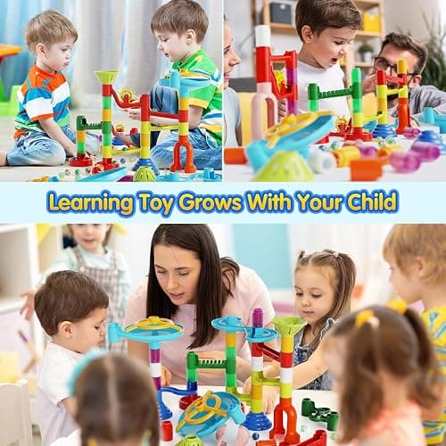 Marble Run Toy, 110pcs Marble Maze Kit STEM Educational Learning Toy for Kids, Mable Race Construction Railway Building Blocks with 60 Marbles Birthday Gift for Boys Girls 3 4 5 6 7 8 + Years Old thumbnail 3