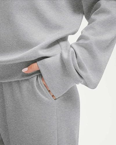 SUUKSESS Women 2 Piece Lounge Matching Set Off Shoulder Sweatshirt Wide Leg Sweatpant thumbnail 5