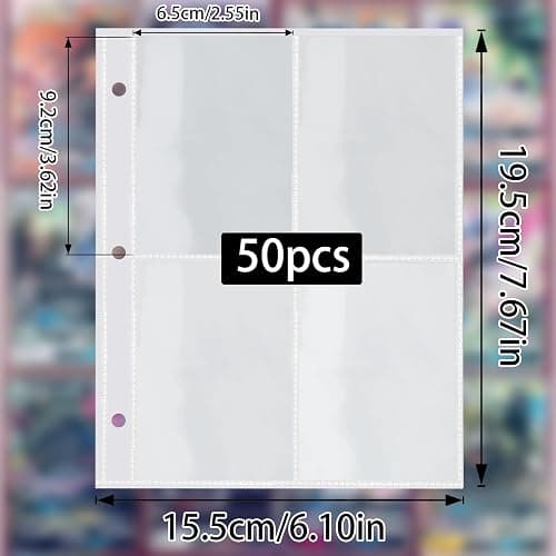 Sammelkarten Hüllen 400 Pockets Leere Pokemon Hüllen Photocard Sleeves 50 Seiten Doppelseitiges Sammelalbum Transparent Karten Folien Trading Einzeln für 3 Löcher Ringbüchern zum Sammeln und Tauschen thumbnail 3