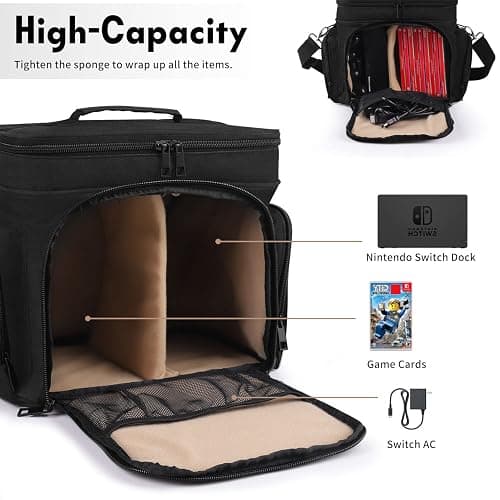 Portable Nintendo Switch Case Large Carrying Storage Bag Compatible with Nintendo Switch/Switch OLED/ Switch Lite, Soft Lining Hard Case for Nintendo Switch Console Pro Controller & Accessories thumbnail 4