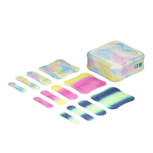 Welly Bandages | Adhesive Flexible Fabric Bravery Badges | Assorted Shapes for Minor Cuts, Scrapes, and Wounds | Colorful and Fun First Aid Tin | Colorwash Tie Dye Patterns - 48 Count thumbnail 4