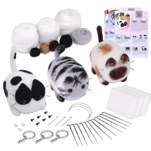 Mayboos Needle Felting Kit,3 Pieces Making Wool Needle Felting Starter Kit with Instruction,Felting Foam Mat and DIY Needle Felting Supply for DIY Craft Animal Home Decoration - Image 1