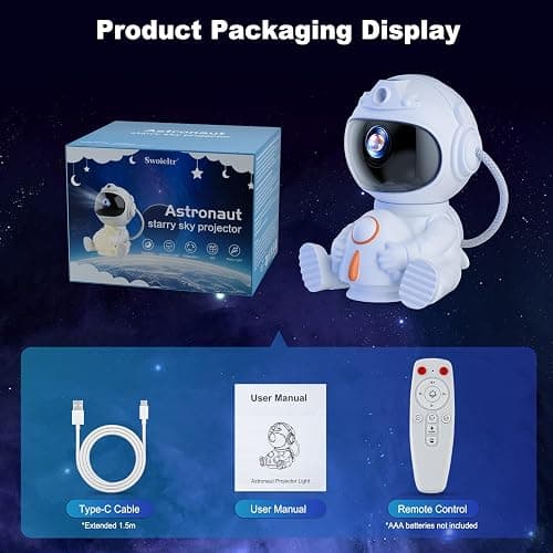 Astronaut Galaxy Projector, Star Projector with 8 Nebula Modes, 360° Adjustable Projection Lamp, Remote & Timer Starry Sky Light, Cute Rocket Night Light for Bedroom, Space Gift for Kids Adult thumbnail 8