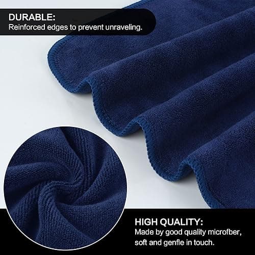 SINLAND Microfiber Facial Cloths Fast Drying Washcloth 12inch x 12inch (6pack, Navy Blue) thumbnail 6