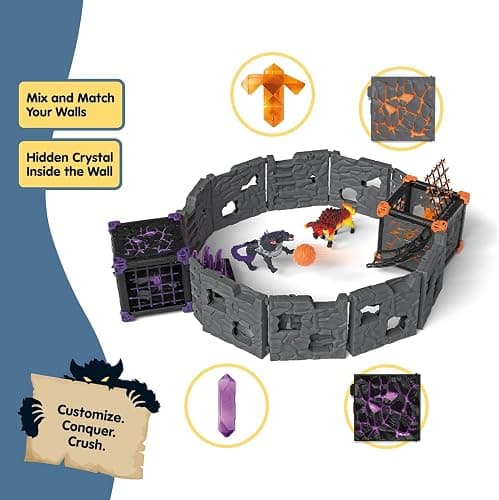 Schleich Eldrador Creatures - 71 PC BattleCave Arena Lava Vs. Shadow Playset - Lava Bull and Shadow Hound Set - Animal Monster Figurines for Boys and Girls - Fun Beast Toys for Kids Ages 7+ | 42673 thumbnail 3