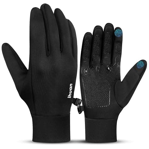 ihuan Winter Warm Running Gloves Women Men, Super Sensitive Touch Screen Fingers for Cold Weather, Thin Lightweight Liner Gloves for Ski, Snow, Hiking, Driving, Camping, Cycling Gift for Women Men - Image 1