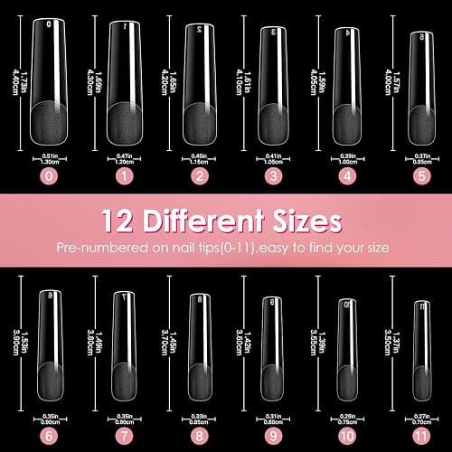 Ranrose Long Straight Nails Tips,240PCS Full Cover Soft Gel Nail Tips for Acrylic Nails Professional 12 Size Pre-shaped XXL Straight Shape False Nail Half Matte Fake Nail for Press On Nail Extensions thumbnail 4