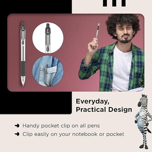 Zebra Pen Z Grip Black Ballpoint Pens with Pocket Clip 8pk, Retractable Black Ink Ballpoint Pens, Reliable Black Biro Pens Multipack for Everyday Use Design, New Pack Size 8pk thumbnail 6