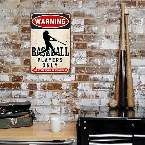 Vintage Baseball Wall Decor Sign - Metal Art for Boys Room Decor, Gift for Baseball Lovers - Perfect for Sports Themed Bedroom Decor, 8 x 12 Inch (928) thumbnail 2