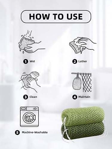 Cleangor 2Pcs African Net Sponge Authentic with Knots - Exfoliating Body | Scrubber for All Skin Types, African Bath Sponge, Wash Cloth, Gentle Exfoliation Shower Rag for Women Daily Use thumbnail 8