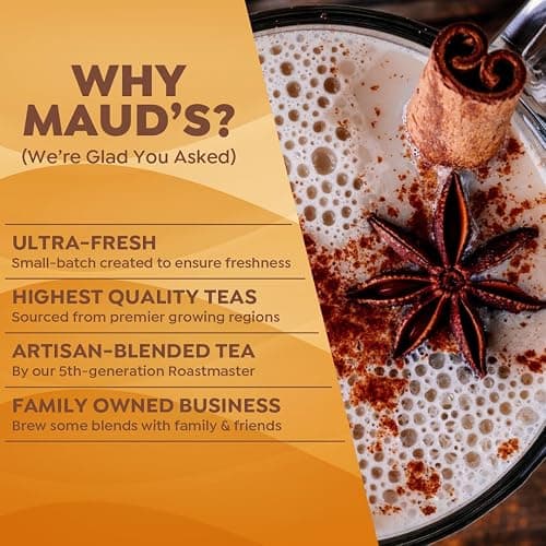 Maud's Chai Tea Latte Pods, 18 ct, Recyclable Single Serve Tea Pods - 100% Gourmet Blended Tea Leaves, Compatible with Keurig K Cups Maker thumbnail 5