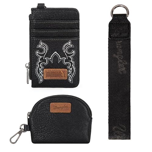 Montana WestxWrangler KeyChain Wristlet Wallets for Women Western Dual Pouch Wristlet Embroidered Boot Scroll Card Holder Wallet With Zipper thumbnail 3