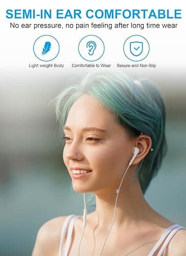 USB C Headphones for iPhone 17 16 15, Wired Earbuds with Microphone & Volume Control, Nosie Reduction Headset, iPhone Earphones Wired for Apple, Android, iPad,Galaxy S25 S24 Ultra, Pixel 9 【2 Packs】 thumbnail 3