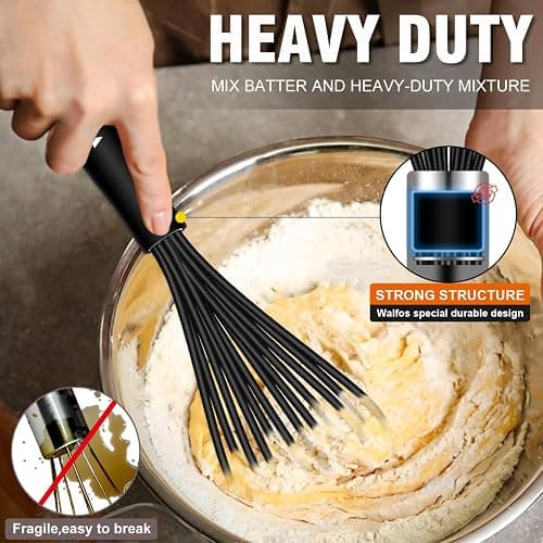 Silicone Whisks set with 7+5in mini stainless steel whisk, Non Scratch Coated 7+9+11in Whisks for Nonstick Cookware,Premium for Blending, Whisking, Beating, Frothing & Stirring thumbnail 3
