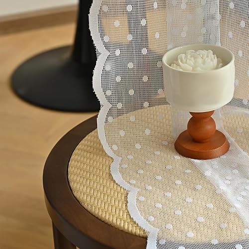 1PC 135 * 230cm One-Size Sheer Polka Dot Curtains with Scalloped Edge, White, Rod Pocket Window Curtain Panels Small Polka Dot Star Sheer Curtains with Rod Pocket thumbnail 5