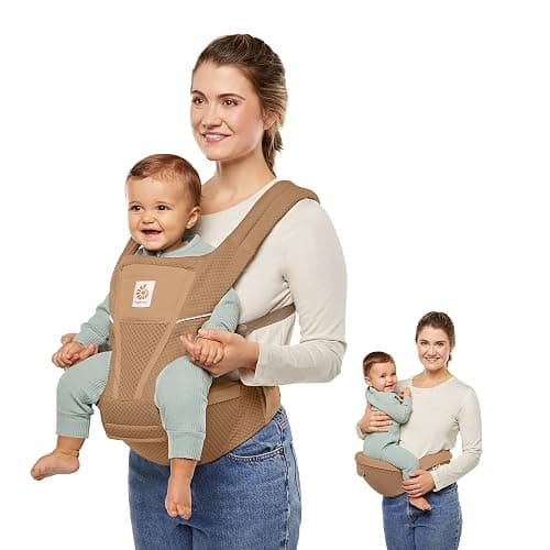 Ergobaby Alta 2-in1 Hip Seat and Carrier - All-Position Breathable Mesh Baby Carrier for 4 Months to 48 Months (12lbs - 45lbs) - SoftFlex™ Mesh - Camel Brown - Image 1