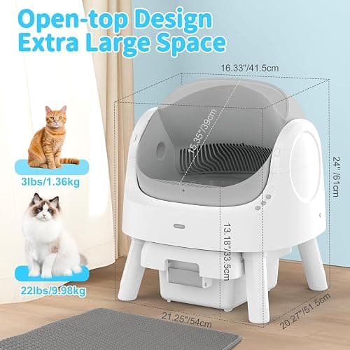 Self Cleaning Cat Litter Box, Automatic Cat Litter Box for Multiple Cats, Integrated Safety Protection with Open-Top Design thumbnail 4