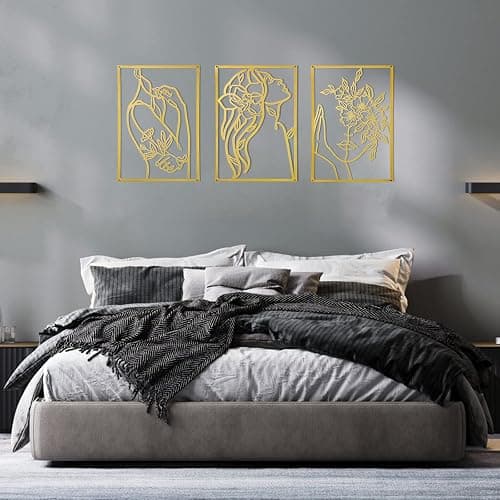 AGIOTA 3 Pcs Gold Wall Decor Above Bed Minimalist for Living Room Metal Line Art - Female Body, Gold Room Decor for Bedroom Modern Wall Art for Indoor 15inch thumbnail 6