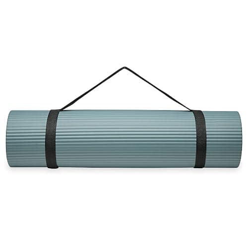 Gaiam Essentials 2/5" Thick (10mm) Yoga & Pilates, Fitness & Exercise Mat with Easy-Cinch Carrier Strap Cushion Support For Fitness and Gym Workouts thumbnail 6