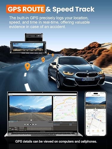 Affver 4K Dash Cam Front and Rear, Built-in 5G WiFi GPS, 64GB Card Included, 3.59'' IPS Screen Dash Camera for Cars, Dual Dashcam with G-Sensor, Loop Recording, WDR, Night Vision, 24H Parking Monitor thumbnail 5