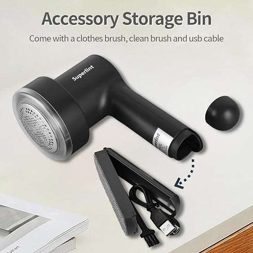 SUPER LINT Electric Fabric Shaver Electrostatic Brush, LED Display, 3-Speeds, Rechargeable Sweater Shavers to Remove Pilling for Clothing, Couch, Furniture, Black thumbnail 4