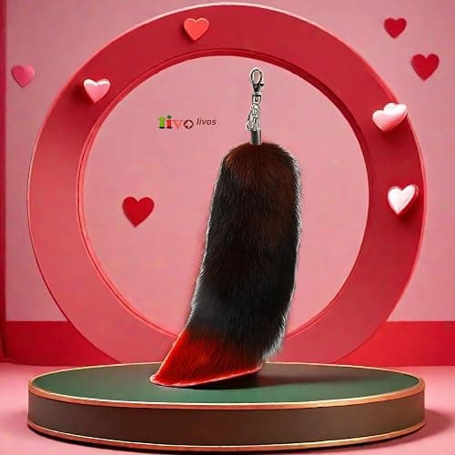 Iivos Fluffy Therian fox Tail Keychain - Soft Fur, Realistic Colors, Durable, Perfect for Cosplay, Renaissance Fairs thumbnail 3