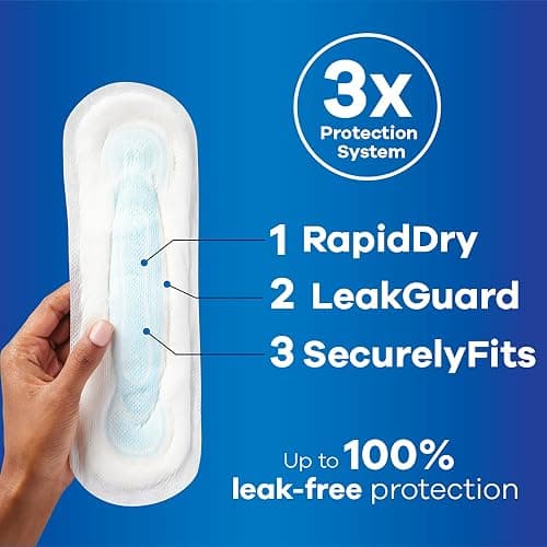 Always Maxi Pads for Women, Pad without Wings, Regular Absorbency, Size 1, Unscented, 48 Count (Pack of 2) thumbnail 4