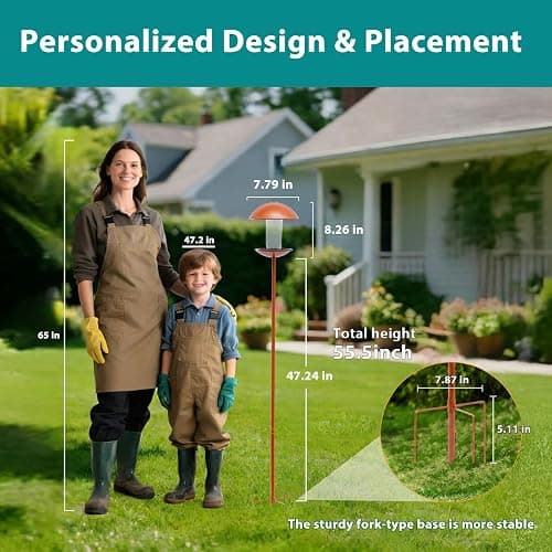 Goodeco Bird Feeder with Pole Standing - Metal Outdoor Bird Feeder for Wild Small Birds, Perfect for Yard Lawn Garden & Patio Decorations, Ideal Gifts for Mom Dad Grandparents (Round) thumbnail 3