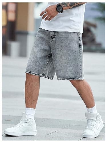 Verdusa Men's Jorts Baggy Jean Shorts Mid Waist Vintage Summer Denim Shorts thumbnail 3