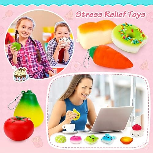 Party Favors 30Pcs Kawaii Squishies Christmas Stocking Stuffers Random Slow Rising Squeeze Fidget Toy Phone Straps Stress Ball Toys for Kids Adults Birthday Pinata Easter Basket Fillers Pretend Play thumbnail 5