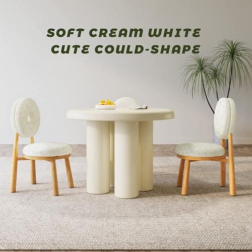 Guyii Cream White Dining Table, Round Kitchen Table, Modern Dining Room Table for Kitchen, Bar, Living Room, Table Only thumbnail 6