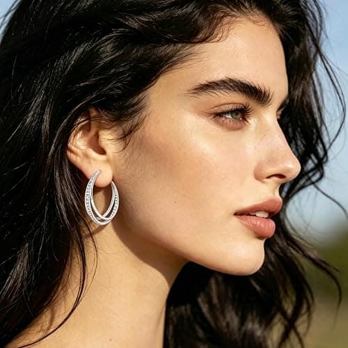 Parmuz Creolen aus 925er-Sterlingsilber für Damen Schmetterling groß, klein, Huggie, verschiedene hypoallergene, modische, trendige Ohrringe, Schmuck für Geburtstagsfeier thumbnail 3