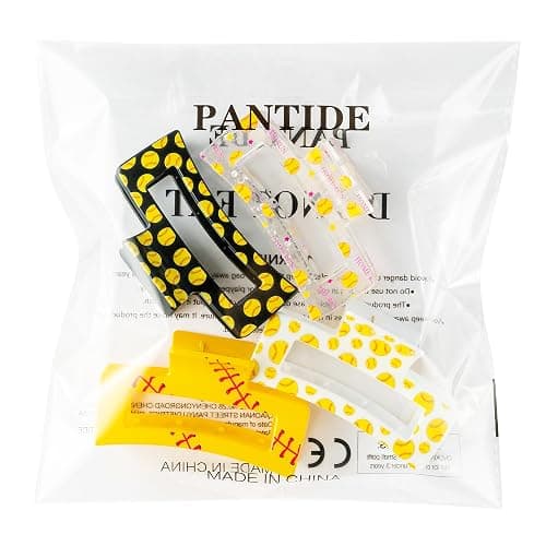PANTIDE 4Pcs Softball Hair Claw Clips for Women Girls - Sport Game Day Rectangle Nonslip Banana Hair Clips, Thin Thick Short Long Curly Hair Accessories, School Daily Softball Party Birthday Gift thumbnail 7