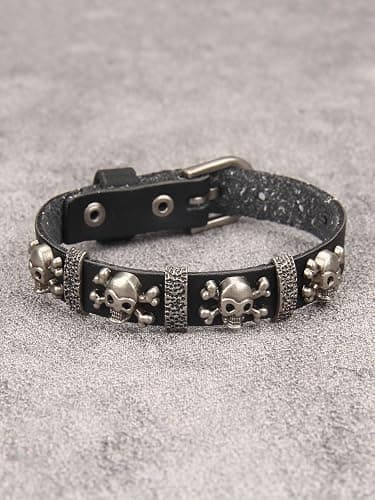 Jeilwiy Punk Leather Wristbands for Men Bracelets Handmade Wide Cuff Bangle Braided Jewelry Black Brown Adjustable - Punk Father's Gifts thumbnail 9