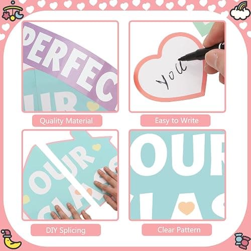 EIHFHIE 52 Pcs Pastel Pop Classroom Decor, Our Class is a Family Picture Frame Bulletin Board Sets for Back to School Nursery Chalkboard Wall Door Decor Teacher Supplies thumbnail 3