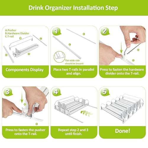 IBORING Drink Organizer for Fridge,Self Pushing Fridge Drink Organizer,Automatic Drink Dispenser for Fridge-Holds up to 25 Cans thumbnail 7