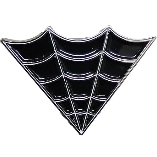 Goth Enamel Pin Set Chrome Fashion Aesthetic Bat Spider Web Fangs 3 Pack thumbnail 2