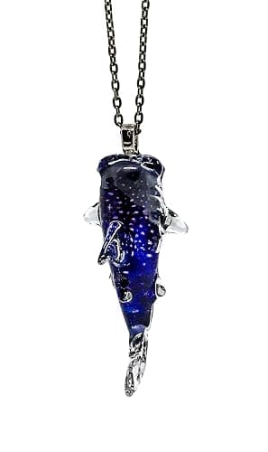Handmade Whale Shark Art Glass Blown Ocean Animal Figurine Glass Pendant Necklace Jewelry - Model Y2017 thumbnail 2