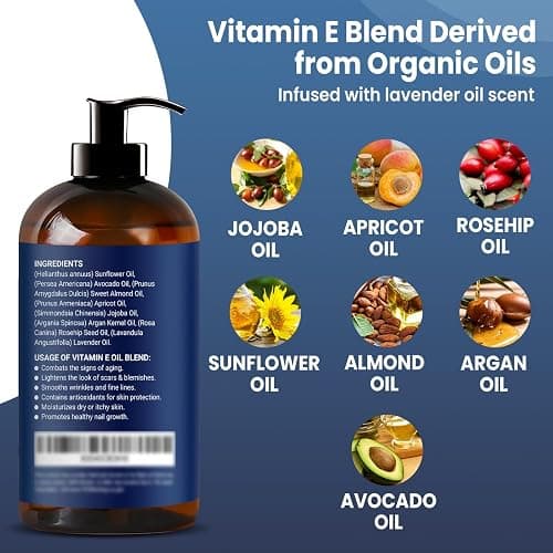 Organic Vitamin E Oil Blend 8 fl oz - Made from Pure, Natural Oils for Skin, Scars & Face - Aceite de Vitamina E - Nexon Botanics thumbnail 2